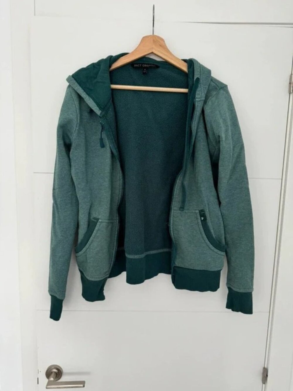 Women’s Teal Organic Cotton Zip-Up Hoodie, Size M